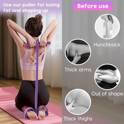 Pedal Resistance Band with Handles, 6-Tubes Natural Rubber Exercise Bands | Upgrade Foot Pedal Resistance Bands for Working Out, Multifunction Fitness Equipment for Abdomen, Waist, Arm, Leg, Pilates