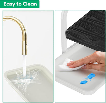 Laundry Detergent Holder Stand, Liquid Detergent Dispenser Shelf Organizer with Cleanable Drip Tray, Liquid Holder Stand Catcher for Laundry Room Organization and Storage (Flat-BlackWhite)
