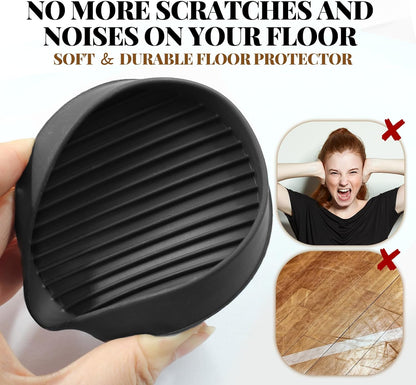 Bonsicoky 8 Pcs 2 Inch Round Rubber Furniture Caster Cups | Non Slip, Anti-Sliding Floor Grip, For Couch Chair Feet, Black