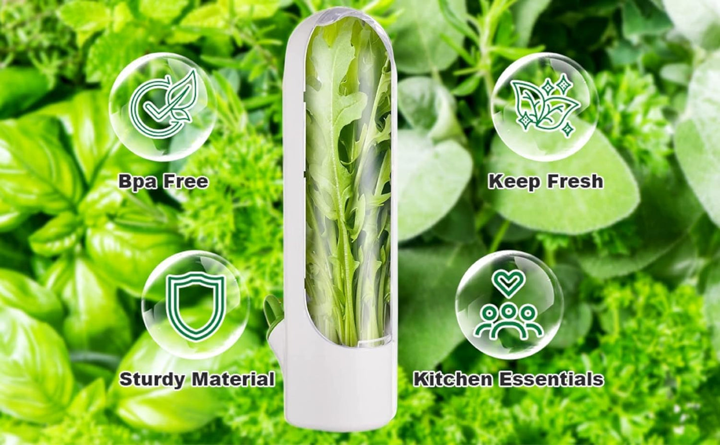 PLBSE Herb Saver Pod Containers, Herb Fresh Keeper for Refrigerator, Keeps Vegetables Fresh for 2-3 Weeks (White)
