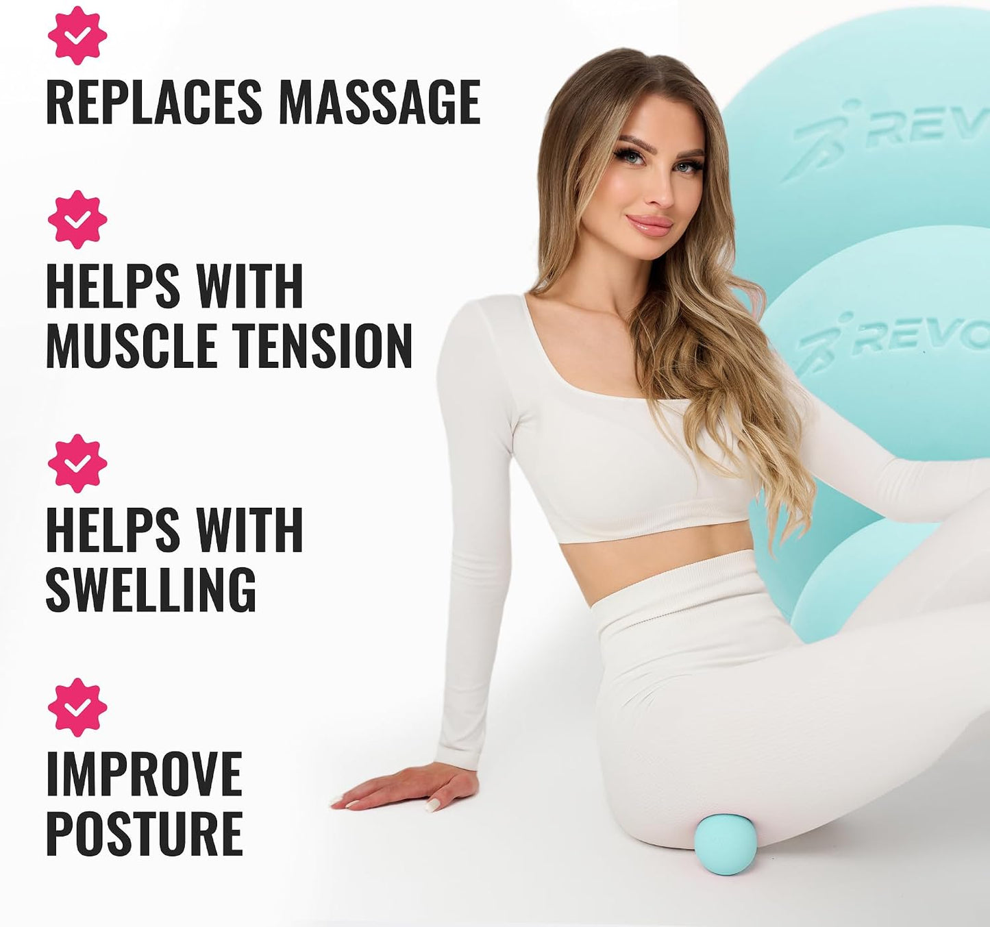 3 in 1 Massage Ball Set - Lacrosse Balls for Myofascial Release, Back Pain Relief, Face Fitness, Trigger Points, Yoga, Physical Therapy, Muscle Recovery and Soft Deep Tissue Massage (Pink)
