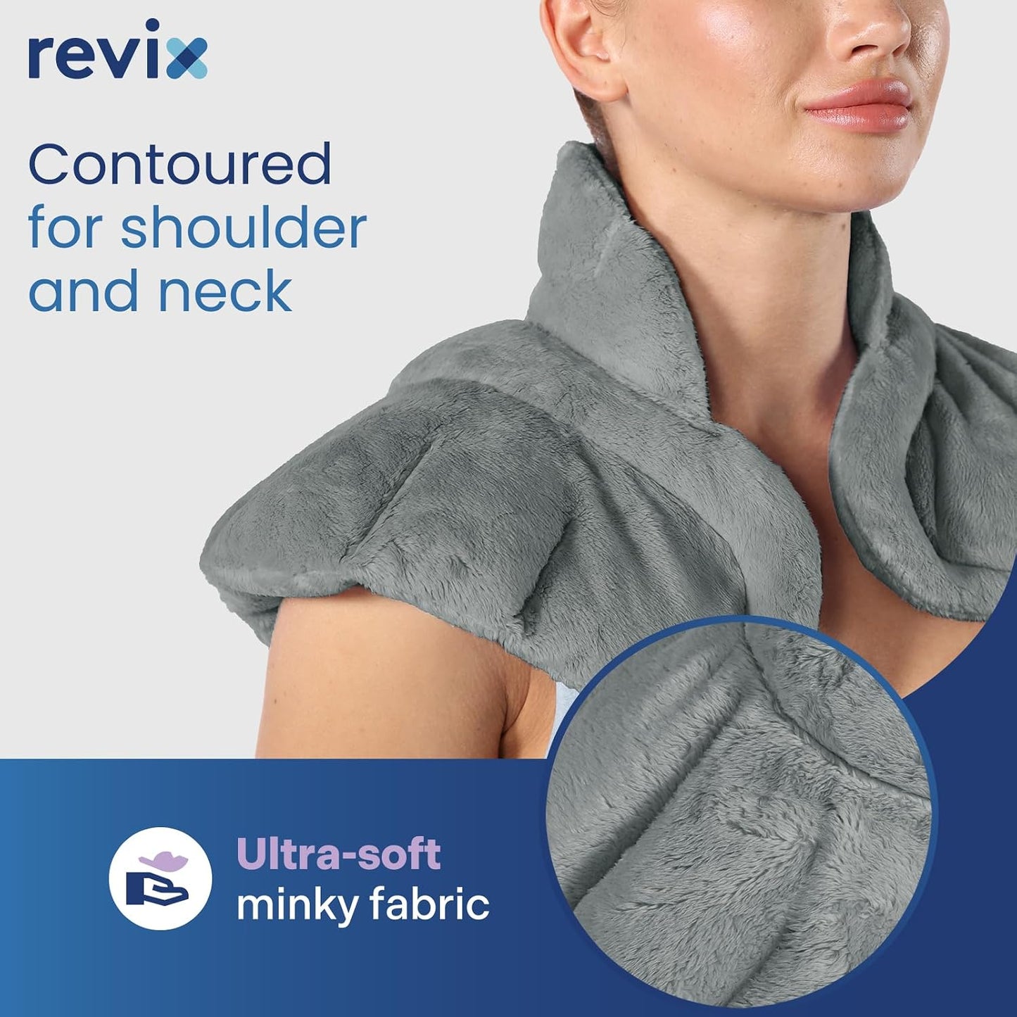 REVIX Microwave Heating Pad for Neck and Shoulders Back, Microwavable Heated Neck Wrap Warmer with Moist Heat, Lavender Aromatherapy Hot and Cold Pack