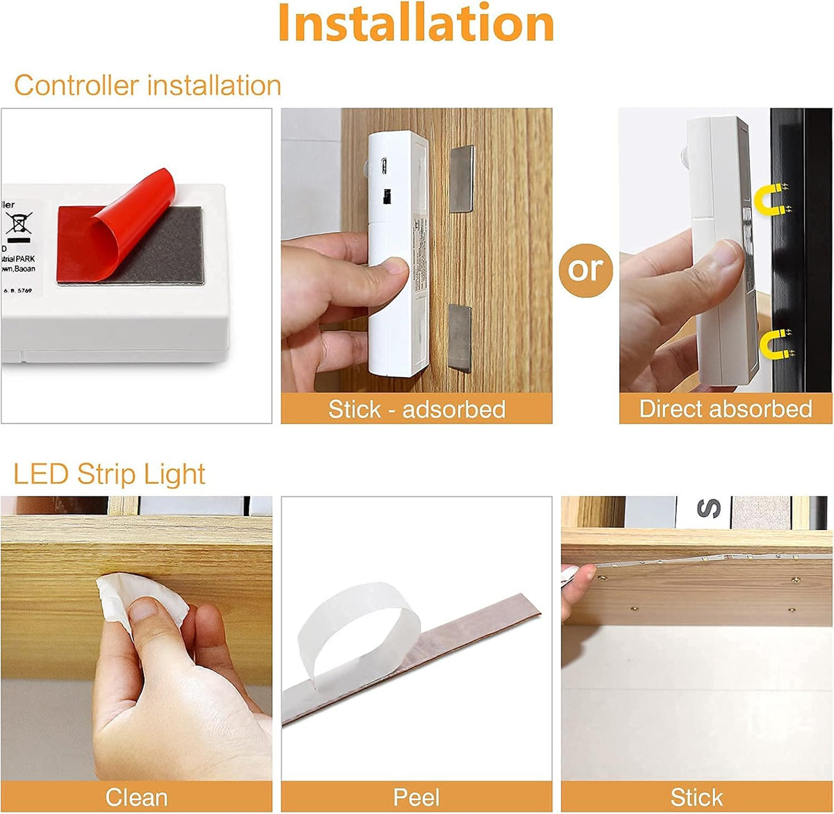 WOBANE Motion Sensor Stair Strip Lights,Rechargeable LED Closet Light,White