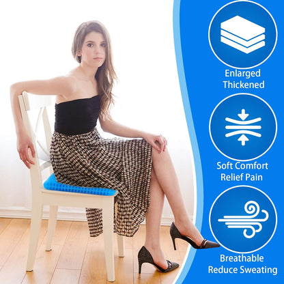 Gel Seat Cushion for Long Sitting, Gel Chair Cushion (Large & Thick)