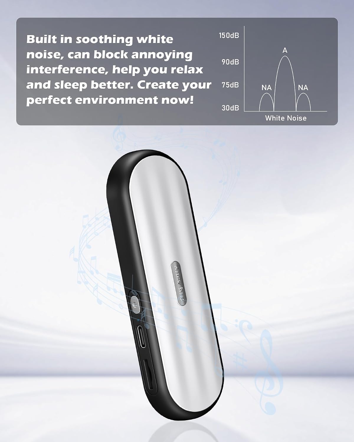 Under Pillow Bluetooth Speaker for Sleep: Private Bone Conduction Portable Speaker with White Noise - Long Battery Life for Soothing Sleep Sound (White)