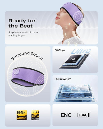 MUSICOZY Sleep Headband Headphone Soft Bluetooth Headphones for Sleeping