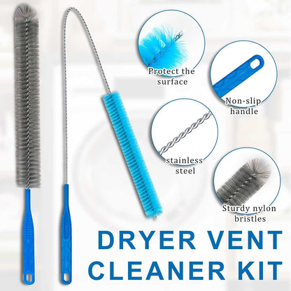 Dryer Vent Cleaner Kit - Compatible Universal Vacuum Attachment Hose with Most Vacuum Cleaner, Dryer Lint Cleaner Kit and Cleaning Brush Tools for Efficient Dryer Vent Hose Maintenance (Gray)