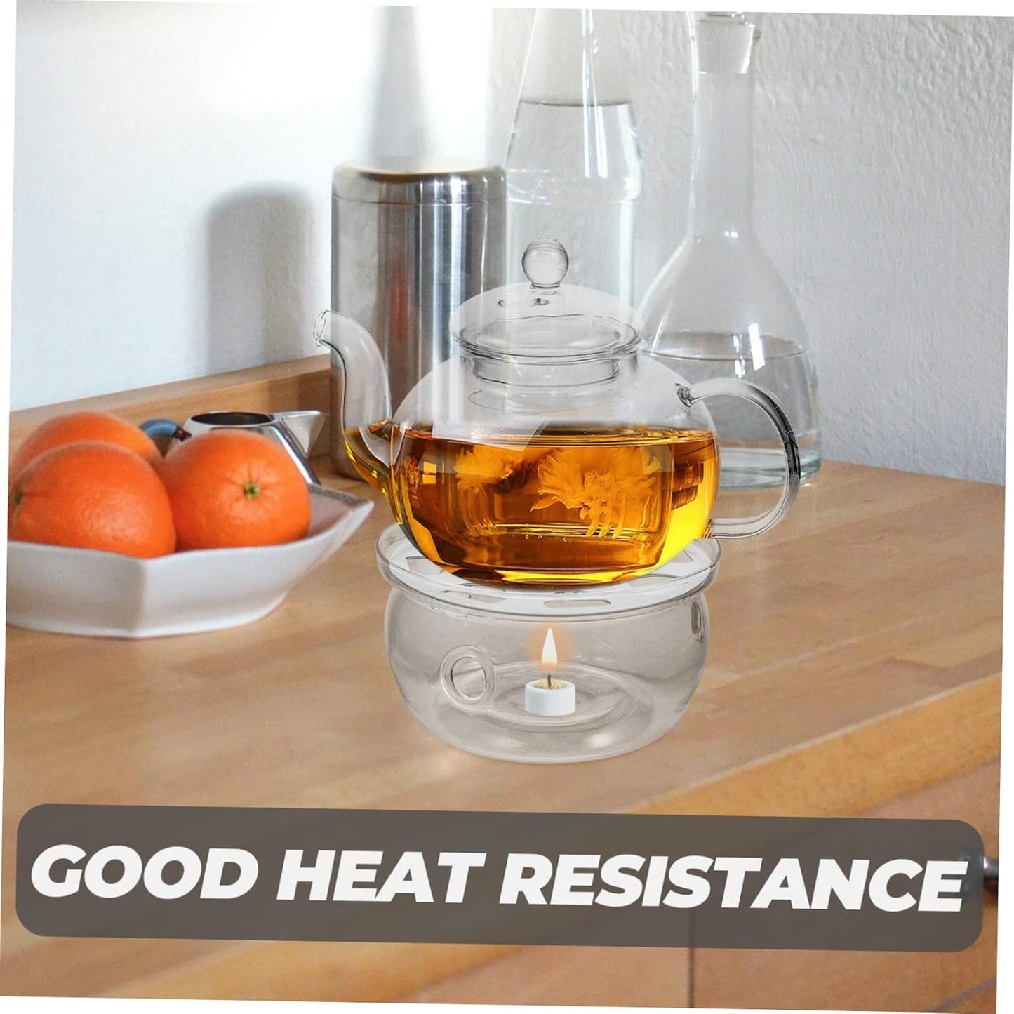 LIFKOME Scented Tea Glass Pot Kettle Candle Warmer Heater Tea Warmer Holder Mini Water Kettle Strainer Stand Kettles Small Kettle Coffee Teapot with Warmer Mini Cup Teapot Warmer Cups for