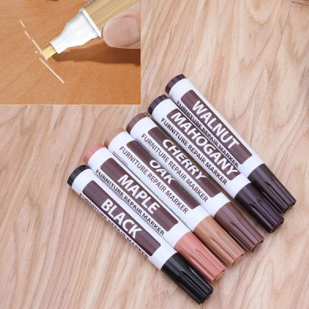 Wood Furniture Repair Markers, Black Paint Fix Touch Up Pen for Furniture & Wood Floor, Scratch Remover Filler for Nicks, Scratches & Stains, Professional Furnitures Recolour Pen for Home/Office