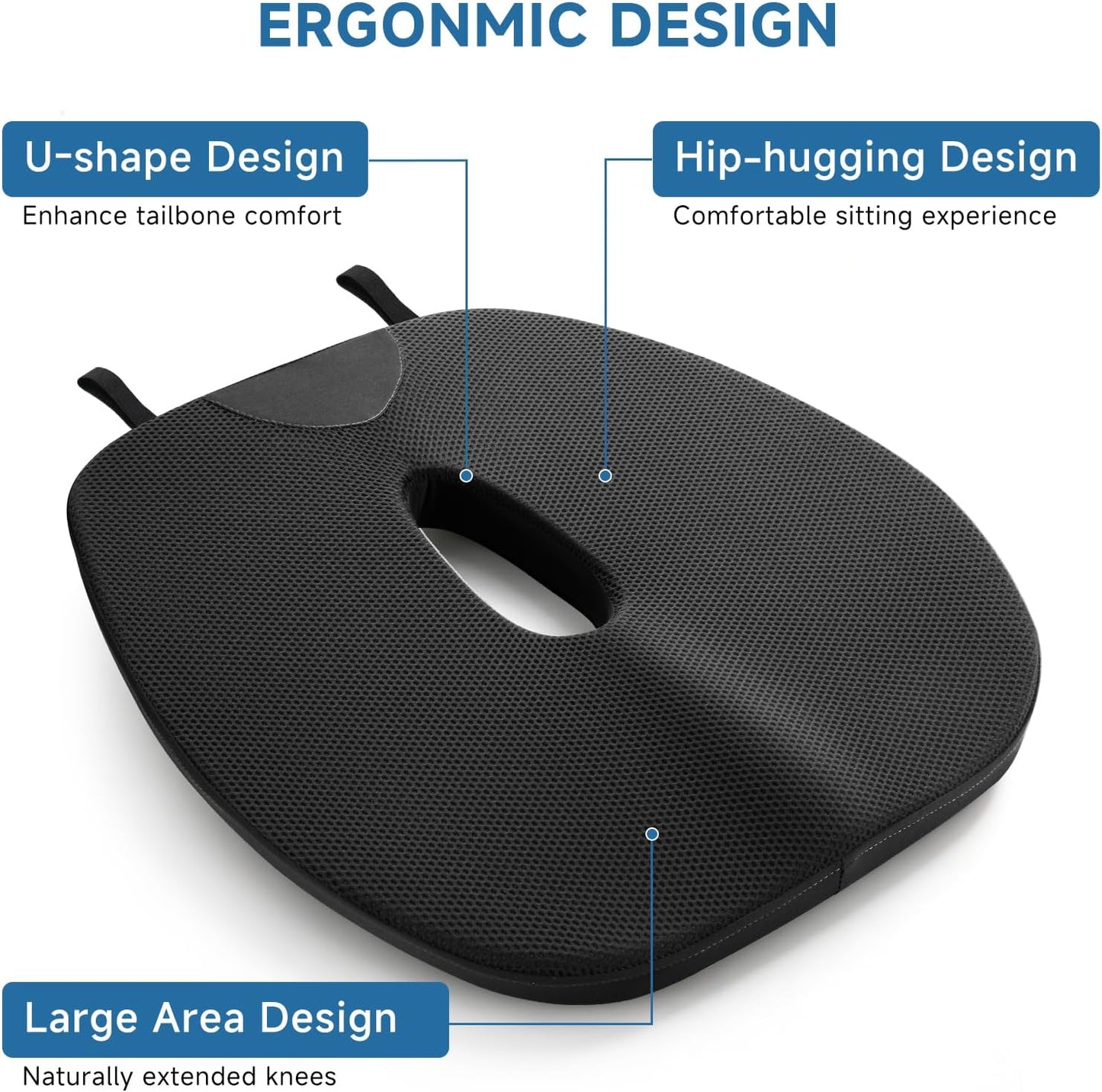 Car Seat Cushion for Driving Thin Seat Pad Drivers Seat Cushion | Better Visibility Sciatica Pain Relief High Density Memory Foam Breathable Mesh Non-Slip Base Machine Washable Cover