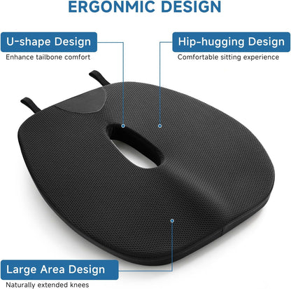 Car Seat Cushion for Driving Thin Seat Pad Drivers Seat Cushion | Better Visibility Sciatica Pain Relief High Density Memory Foam Breathable Mesh Non-Slip Base Machine Washable Cover