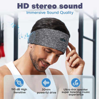 Sleep Headphones Bluetooth Headband for Side Sleeper 2-Pack, 17H Playtime, Wireless Headband Headphones with HD Stereo Speakers for Workout,Running,Yoga, Ideal Gifts for Men, Women, Teens