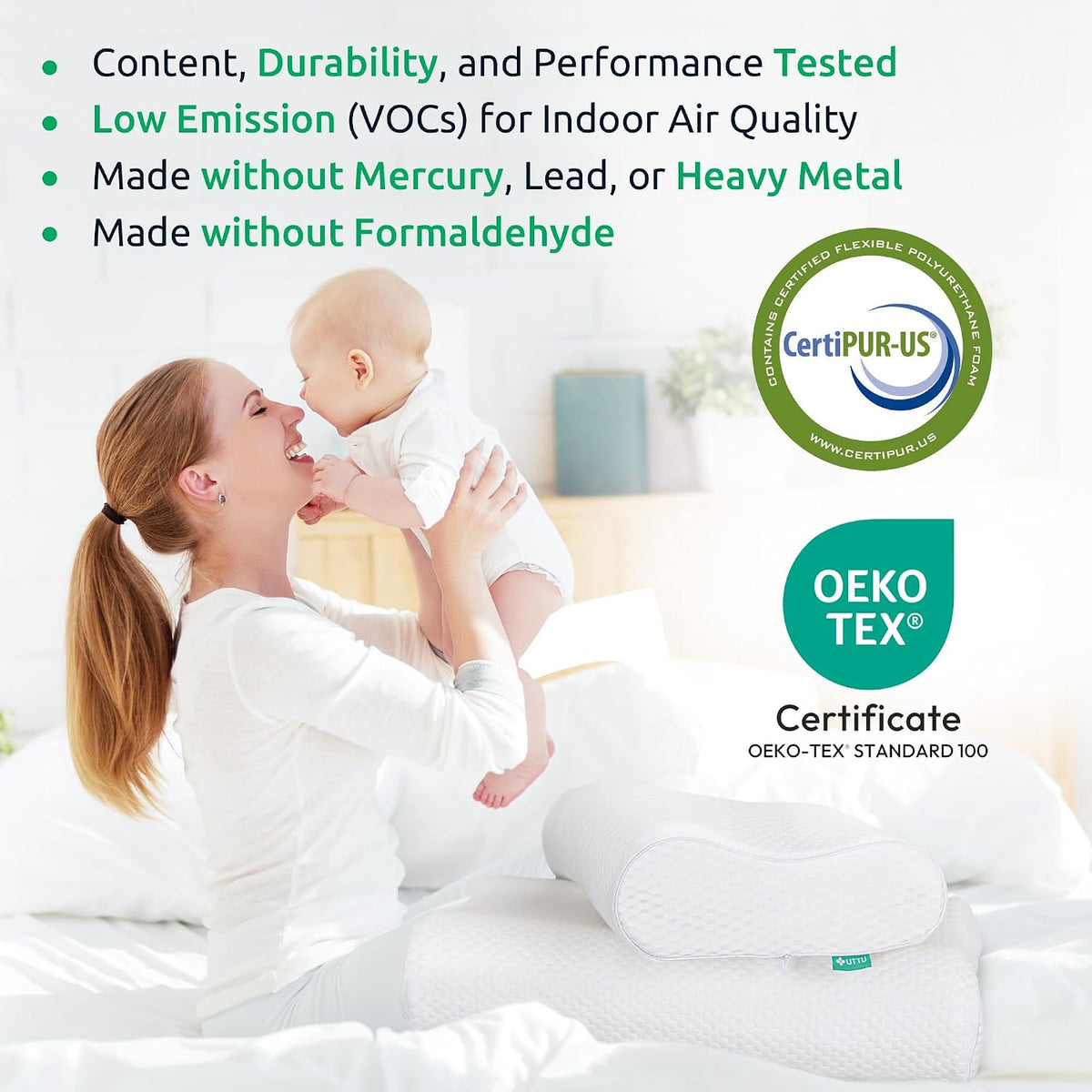 UTTU Cervical Pillow for Neck Pain Relief, Memory Foam Neck Pillow for Sleeping, Adjustable Orthopedic Sandwich Pillow, Contour Cooling for Side Back Stomach Sleeper, Queen(23.6"×13.8"×5.2"/4.5")