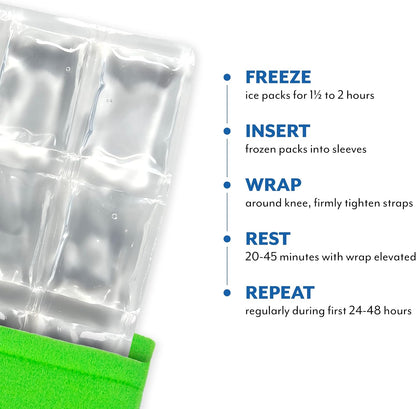 Brownmed Polar Ice Large Knee Wrap - Wearable Cold Therapy Ice Pack for Pain Relief & Recovery - Standard