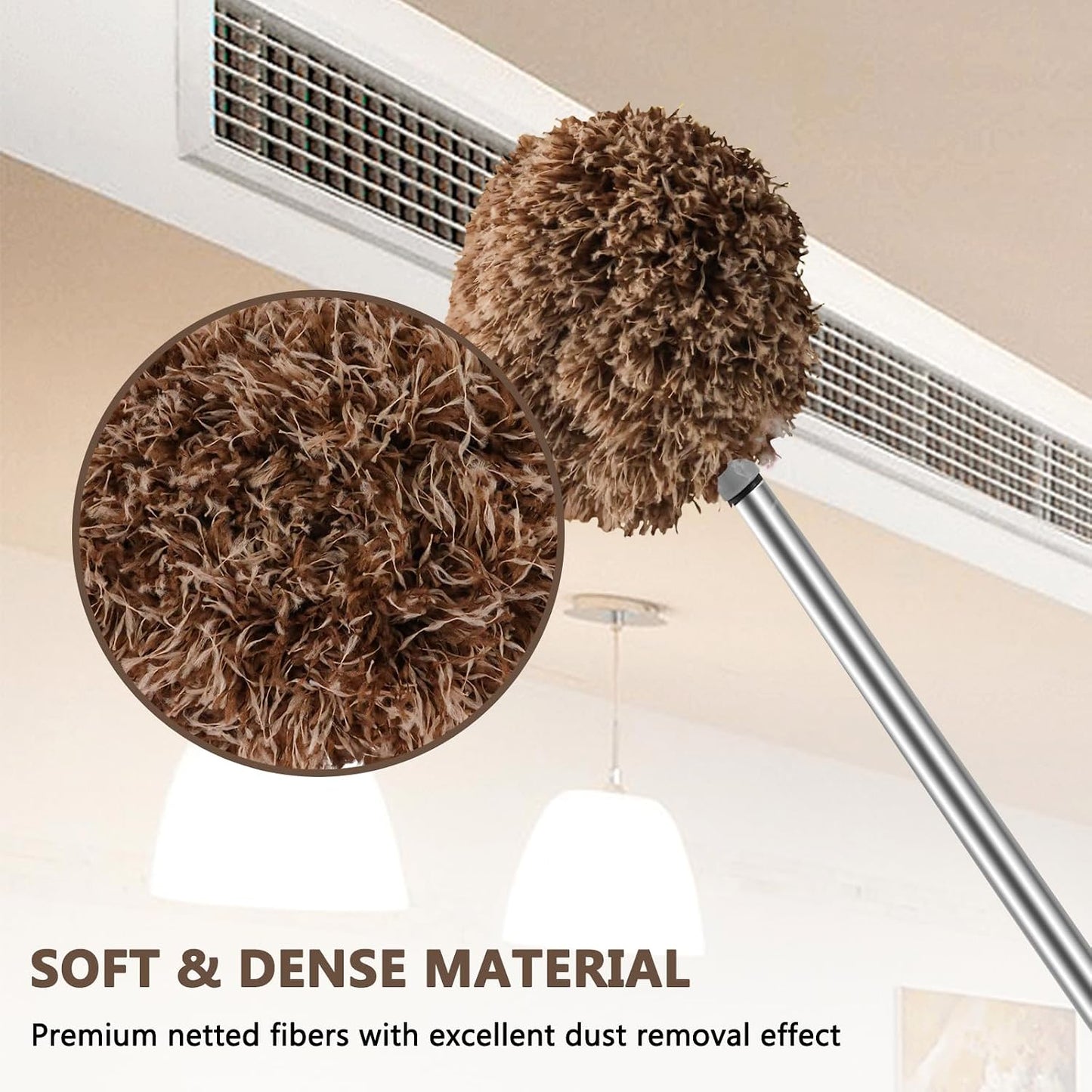 Ceiling Fan Cleaner Duster Reusable Microfiber Ceiling Fan Blade Cleaner Removable Duster with Extension Pole Adjusts 13 to 49.7 Inch for Cleaning Walls Bookshelves Furniture Door Window Top (Blue)