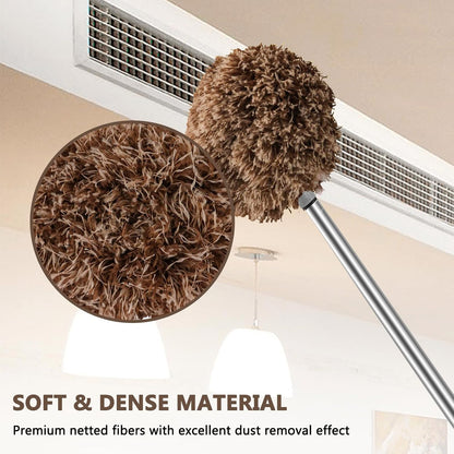 Ceiling Fan Cleaner Duster Reusable Microfiber Ceiling Fan Blade Cleaner Removable Duster with Extension Pole Adjusts 13 to 49.7 Inch for Cleaning Walls Bookshelves Furniture Door Window Top (Blue)