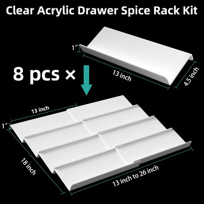MIUKAA Clear Acrylic Spice Drawer Organizer, 4 Tier Seasoning Jars Drawers Insert, Kitchen Spice Rack Tray for Drawer/Countertop (Jars not included)