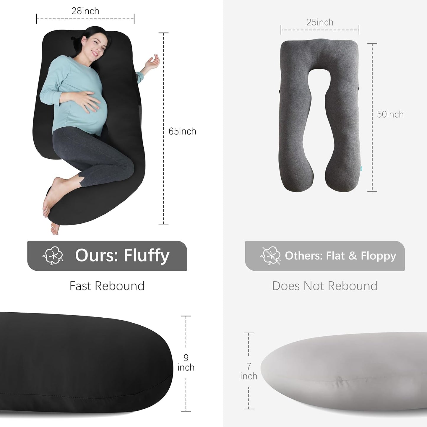MOON PARK Pregnancy Pillows for Sleeping - 57 Inch U Shaped Full Body Maternity Pillow with Removable Cover - Support for Back, Legs, Belly, Hips - Pregnancy Pillow for Women - Grey