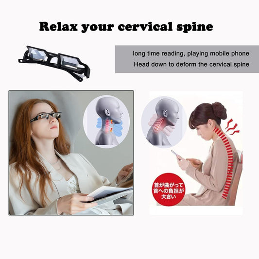 Lazy Glasses Laying Down Light Prism Glasses 90°Angle Prism Glasses Neck Relaxer for Lying down Reading and Watching