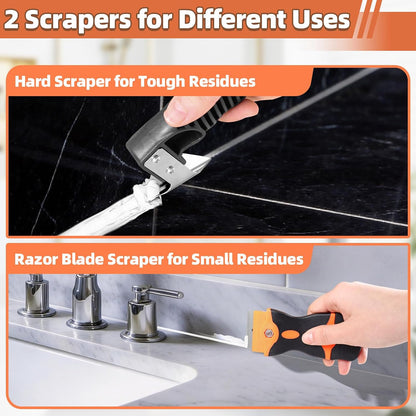6 Pcs Caulk Tool Set-Multi- Caulk Smoothing Tool,Razor Blade Scraper | Purpose Silicone Caulking Tool Kit,Caulk Remover Tool for Clean Seal Lines,Non-Scratch for Bathroom,Kitchen,Window Repair