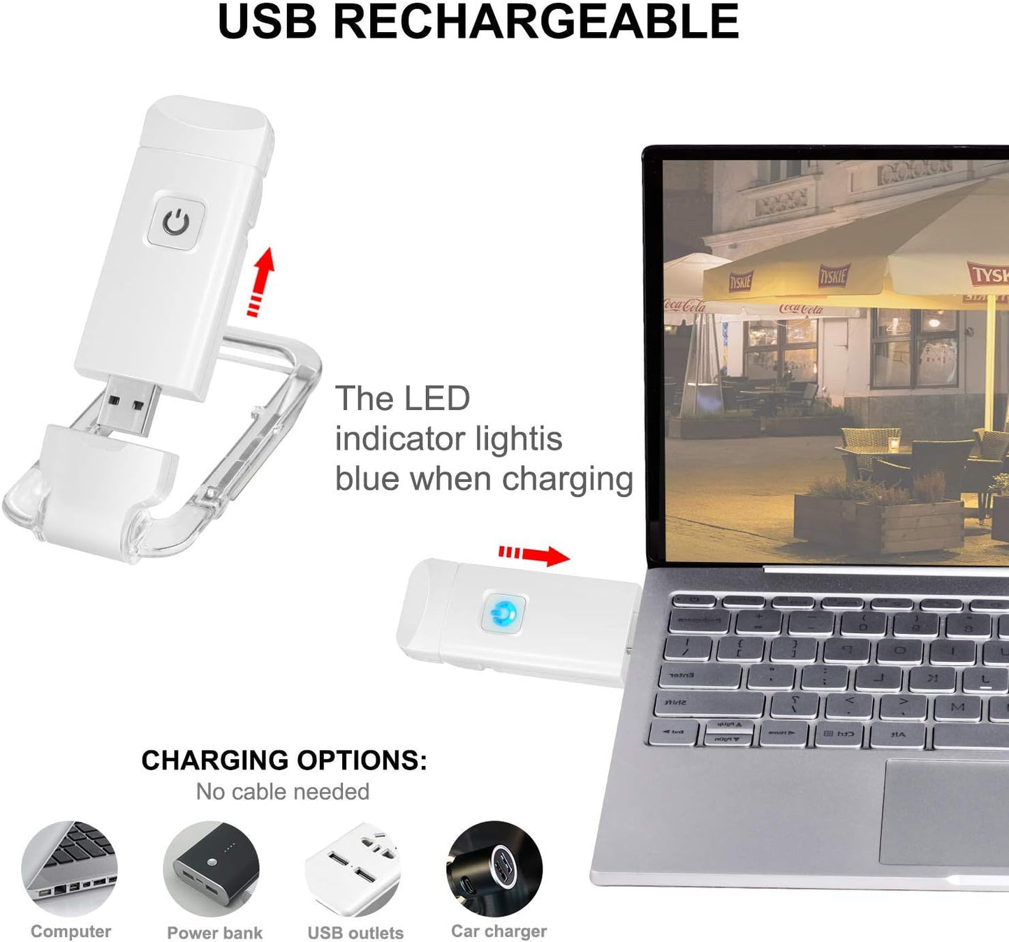 LUXSWAY USB Rechargeable Book Light for Reading,Small Book Reading Light in Bed,Clip On Bookmark Kids Light for Bed,Brightness Adjustable for Eye Care,2 4000K and 2 1550K LEDs for Bookworms