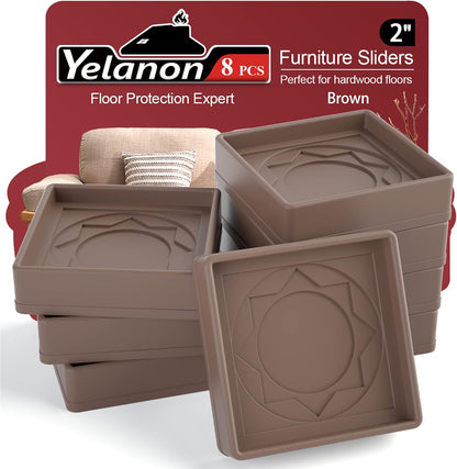 Furniture Coasters 4 Pcs 4” Furniture Caster Cups - Non Slip Furniture Pads Hardwoods Floors - Non Skid Grippers Rubber Furniture Feet Anti Slide Floor Protector for Bed Couch Stoppers Black