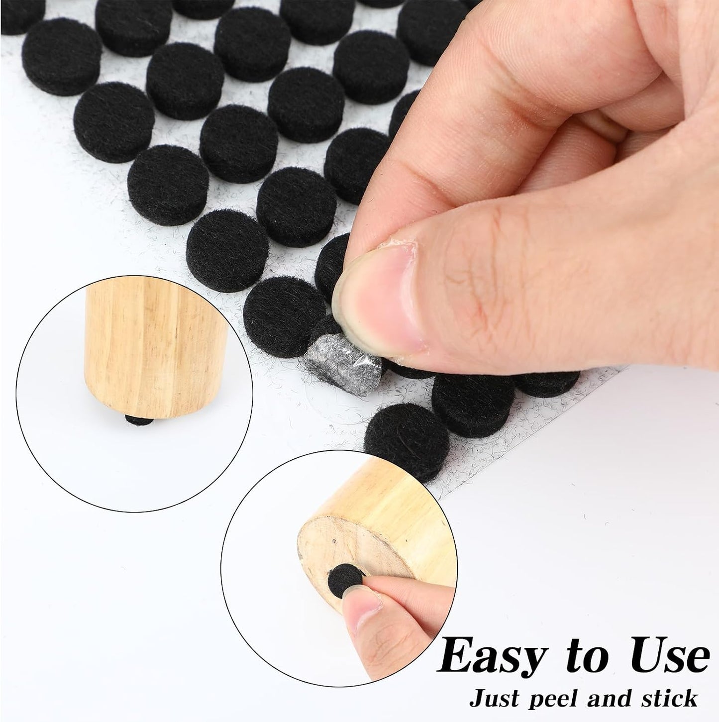 TIESOME 624Pcs Small Felt Pads for Coasters Bottom Dots, Black Felt Pads | 0.39'' Self Adhesive Round Felt Pads Cabinet Door Bumpers Cushion Dots Furniture Pads Floor Protectors for Chair Legs Floors