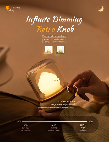 WANIDEA Night Light for Kids, Rechargeable Night Light for Bedroom | Stepless Dimming, Retro Flame, Room Decor, Warm Candlelight, Gifts for Kids, Bedside Lamp With USB-C Charging Cable