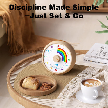 Visual Timer for Kids, 60-Minute Countdown for Classroom Office Kitchen, Desk Timer Kids Time Management Tools with Silent Operation, Pomodoro Timer Rainbow Pattern Purple