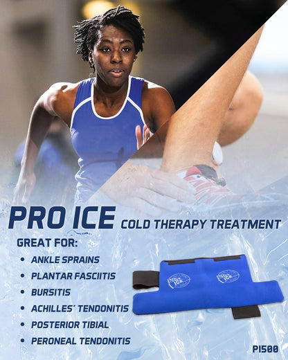 Pro Ice Ankle & Foot Ice Therapy Wrap - Ankle Ice Pack Wrap for Sprained Ankles, Plantar Fasciitis, Achilles Tendonitis, and Swelling Feet - Reusable Ice Packs for Injuries Included - PI 500