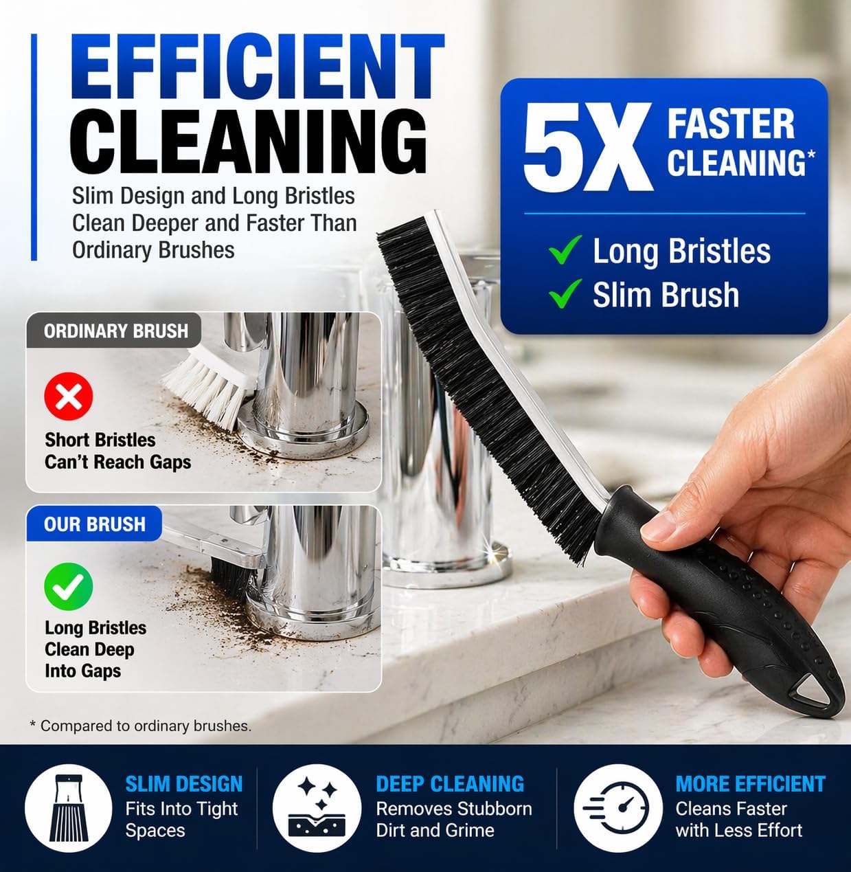 Cadley Cleaning Brush Set of 6, Cleaning Brushes for Household Use, Grout Cleaner Brush with Long Handle, Gap Cleaning Tool, Hard Bristle Brushes for Bathroom, Kitchen & Home Essentials