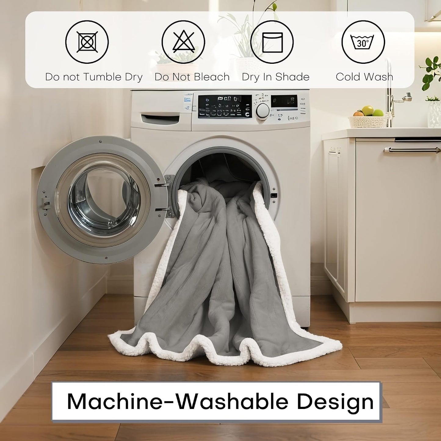 Electric Heated Blanket Full Size 72"x84" – Light Gray | ETL for Safe Overnight, 4 Heat Settings & 10H Auto Off, Dual-Sided Microplush Sherpa for Home Night, Machine washable
