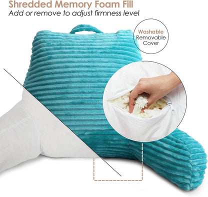 Clara Clark Reading Pillow for Bed Adult – Back Pillow for Sitting in Bed, Standard Bed Pillows for Sitting Up, Foam Chair Pillow, Sage Green Rest Pillow