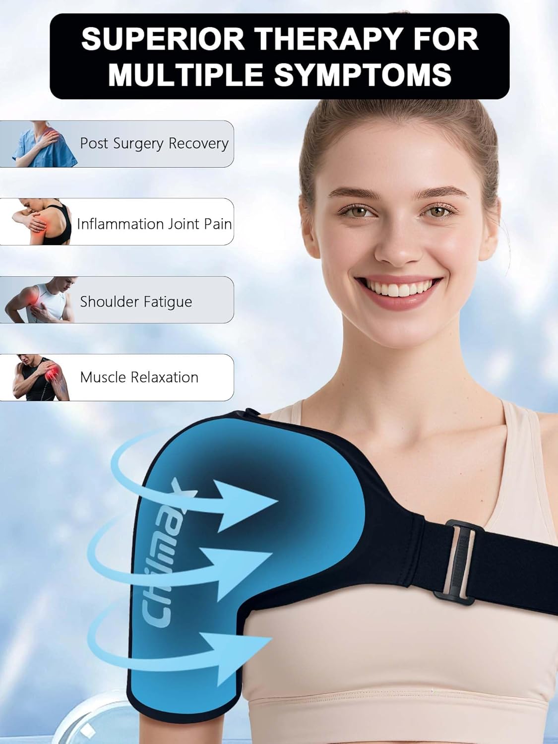 Shoulder Ice Pack for Rotator Cuff & Arm Cold Therapy Wrap,Reusable Hot Cooling Gel Brace Compression Sleeve for Pain Relief, Injuries Post-Surgery Recovery,Men & Women Gift (XLarge-Black)