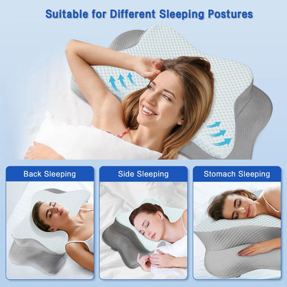 Pain Relief Cervical Pillow for Neck Support, Adjustable Ergonomic Pillow | Cozy Sleeping, Odorless Orthopedic Memory Foam Pillow, Contour Bed Pillow for Side Back Stomach Sleeper