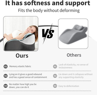Memory Foam Wedge Pillow - Ergonomic Reading & Bed Wedge Pillow for Sleeping, Back Support, Acid Reflux, and Leg Elevation - Multi-Level Support with Removable & Washable Cover (Gray)