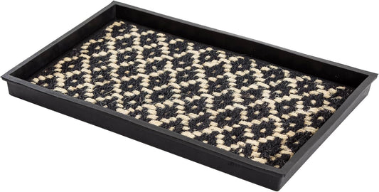 Anji Mountain Heavy Duty Waterproof Rubber Shoe Storage Mat Organizer/Boot Storage Tray Multi Use For Entryway with Coir, Tan Insert, Fits 2 Pair (24.5" Wide)