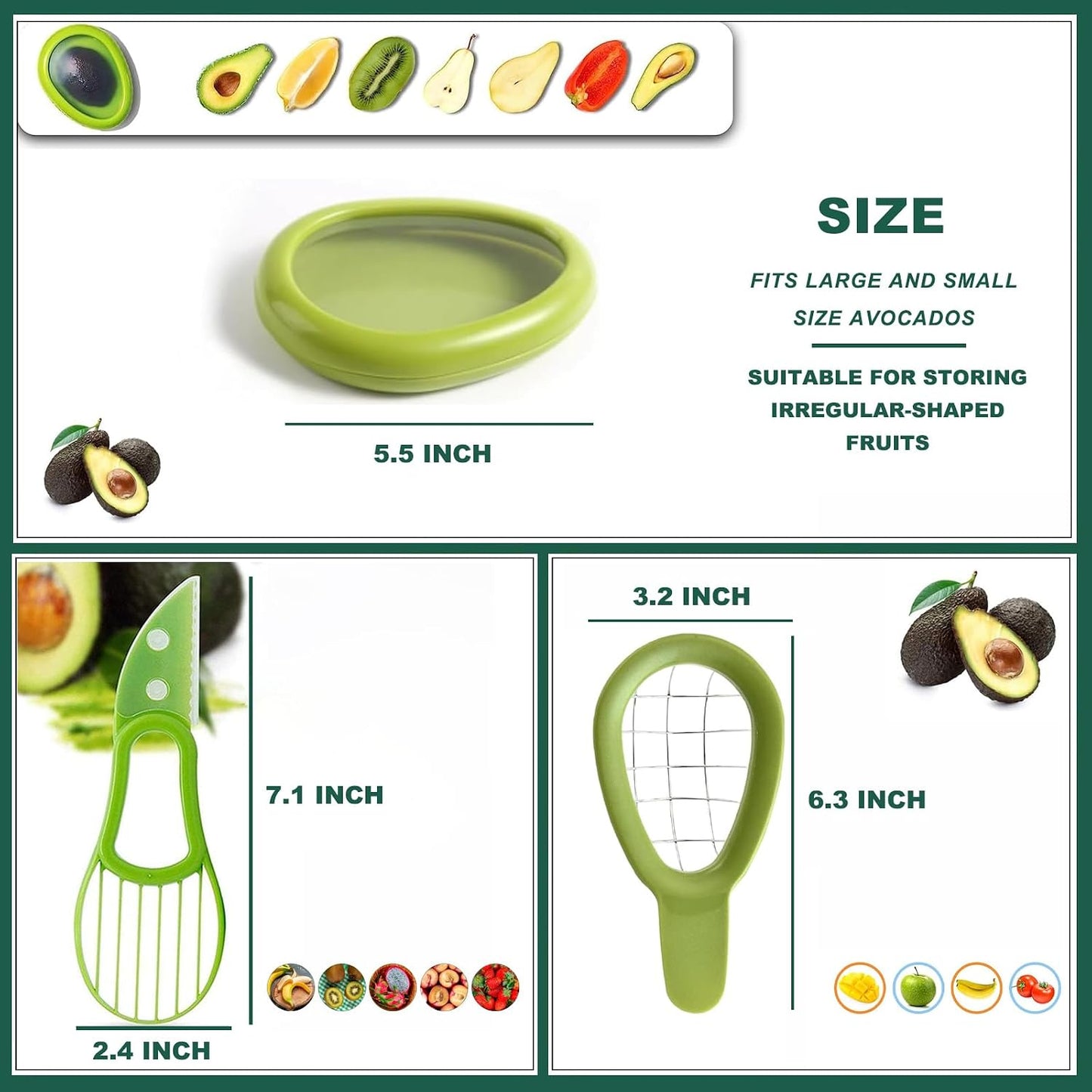 Avocado Slicer Tools 3 PCS - Avocado Saver for Fridge to Keep - Avocado Slicer for Peeler Pitter - Avocado Cutter for Cuber Dicer - Fruit Vegetable Avocado Tools-Kitchen Gadgets