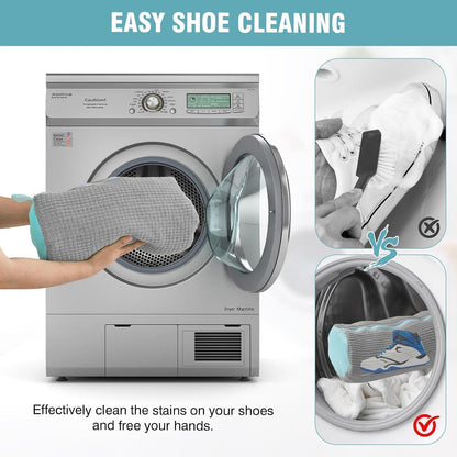 Shoe Washing Machine Bag, Shoe Laundry Bag for Washer and Dryer | 2 Pack Shoe Cleaning Bag for Sneakers & Tennis Shoes, XXL Size, Shoe Protection, Dry Bags, Zipper Hook, Travel & Dorm Storage