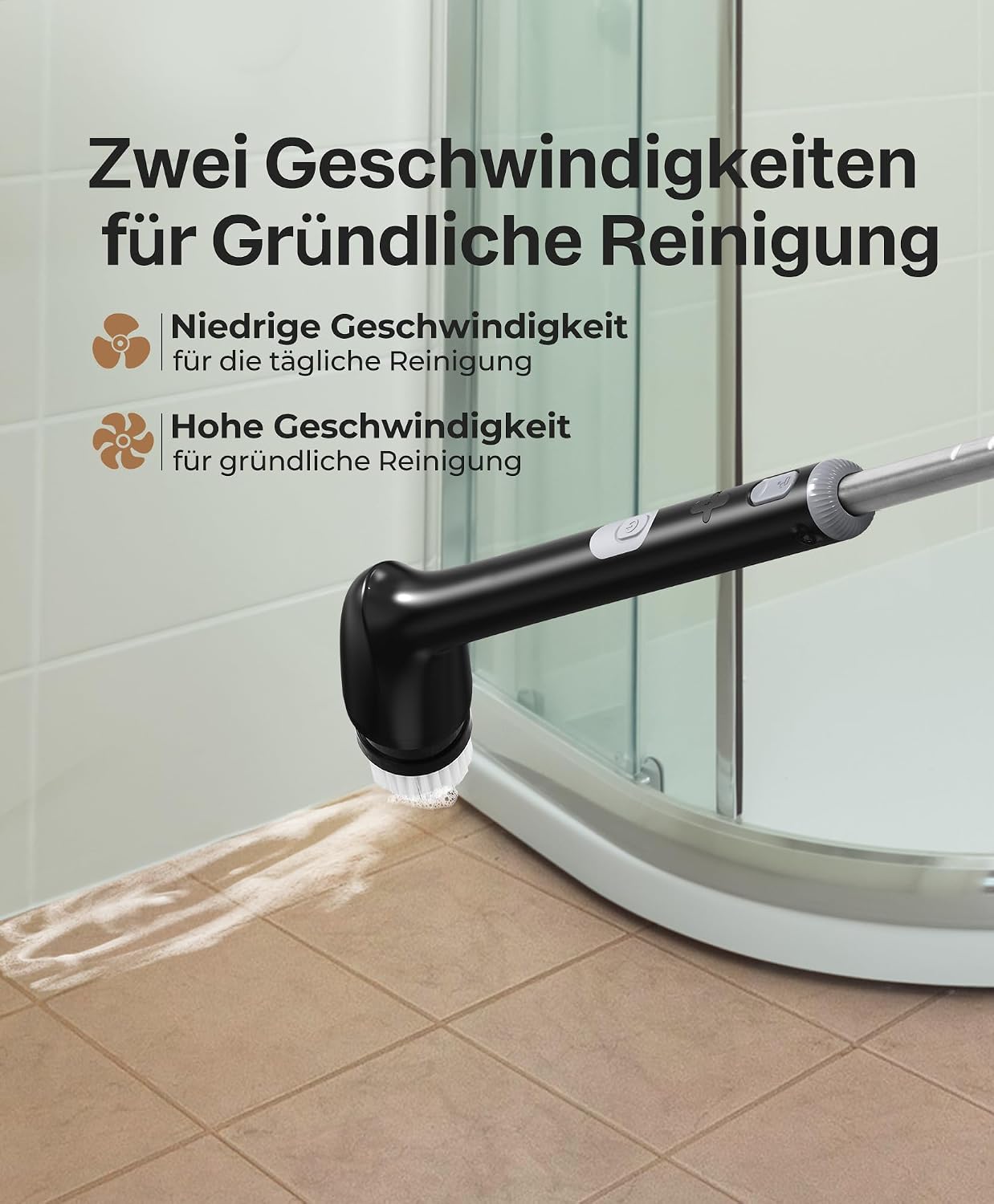 Electric Cleaning Brush, New Full-Body IPX7 Waterproof & 42inch Long Handle | Bathroom Cleaner Brush, Shower Scrubber, 3 Handle Lengths & 7 Heads Replacement, Cleaning Supplies for Tub Shower Tile Floor