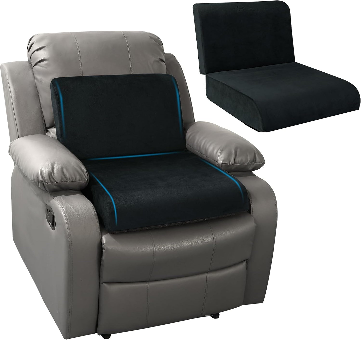 HOMBYS Recliner Seat Cushion with Lumbar Supportive Pillow Extra Large Non-Slip Seat Cushion with Back Support Cushions,Cruve Edge Design for Relief Thighs Pressure, Brown