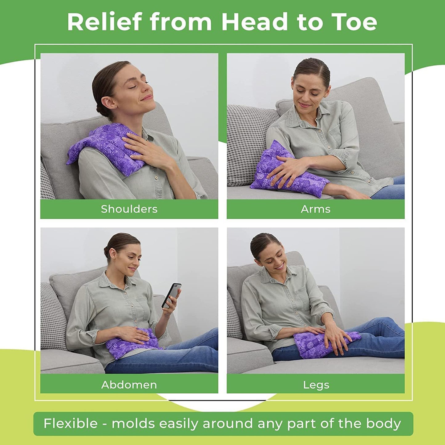 Nature Creation Microwaveable Herbal Heating Pad for Lumbar - Soothing Hot & Cold Therapy Pack for Lower Back- Soothing Relaxation, Warmth and Comfort - Happy Hearts