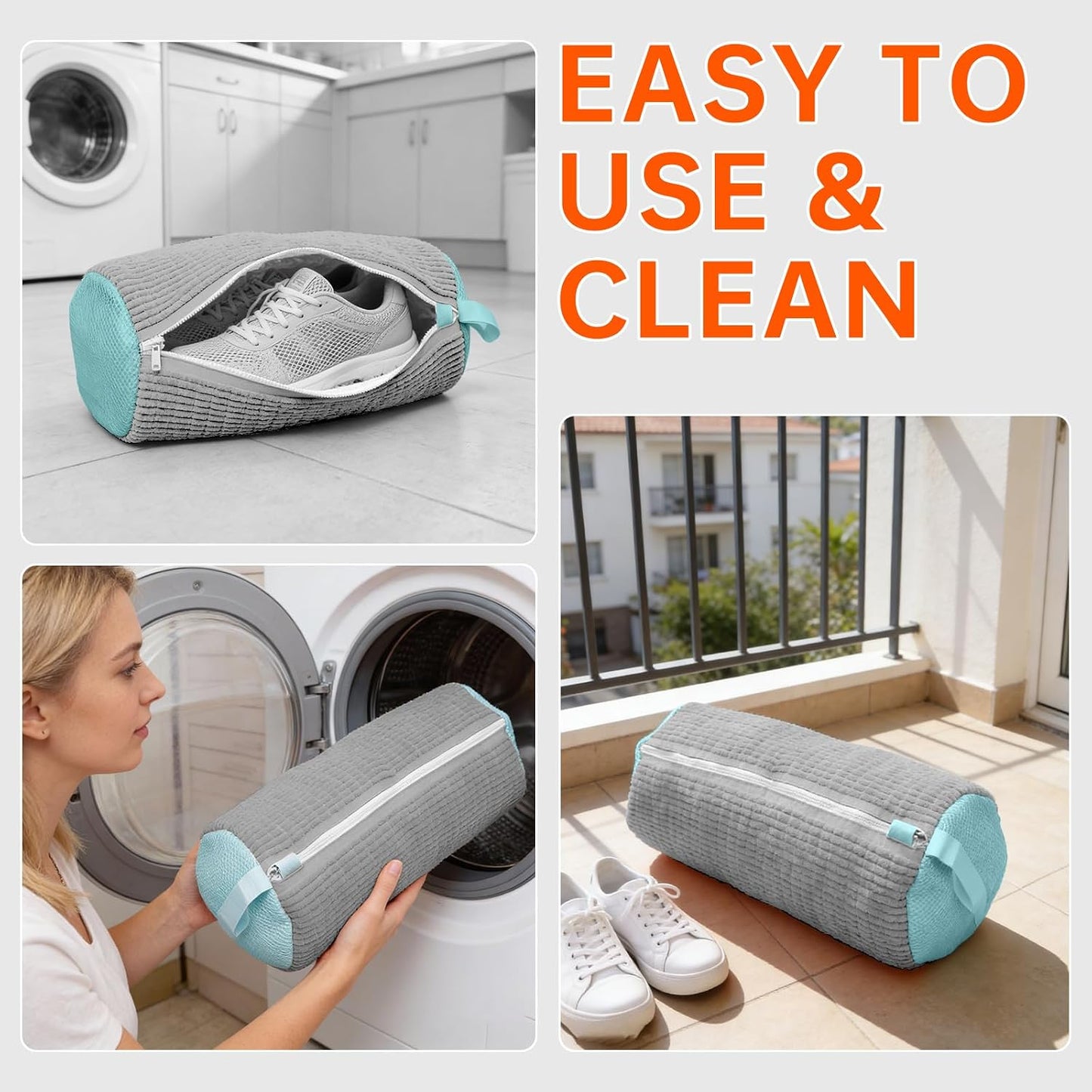 1PCS Blue Shoe Washing Machine Bags for All Shoe Types | Deep Cleaning,Reusable and Durable,Safeguarding Shoes from Scuffs and Deformation,Tear-Resistant Chenille Fabric