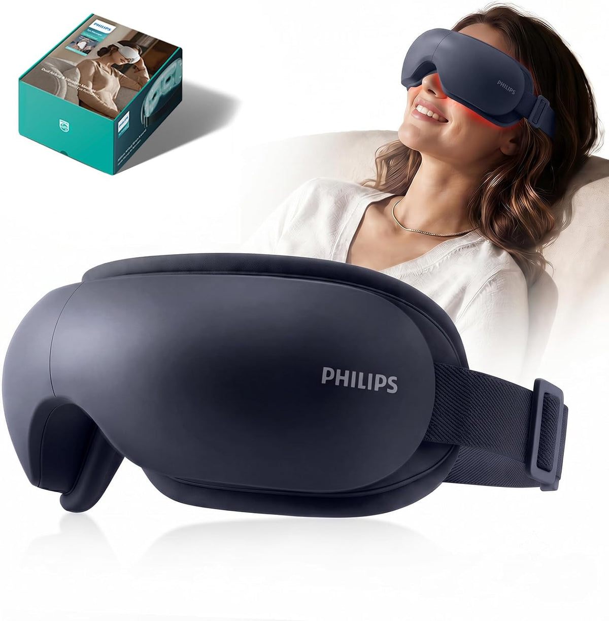 PHILIPS Eye Massager with Heat, Warm Compress for Eye Relief 2313 Blue