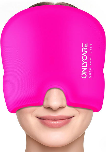ONLYCARE Migraine Relief Cap, Headache Relief Cold Cap with Odorless Gel | Cooling Hat Head Wrap Soothing Face Ice Pack Mask Products for Tension Stress Hangover & Puffy Eyes, Relaxing Gifts for Women