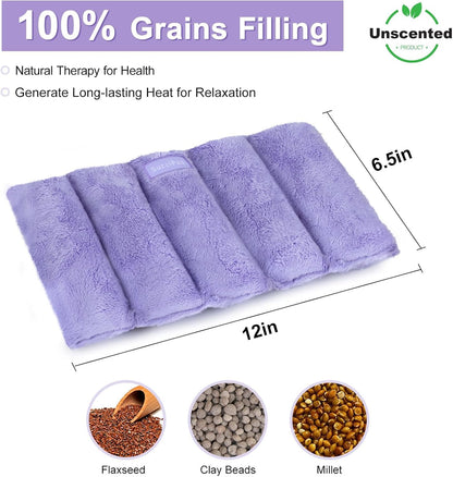 SuzziPad Heating Pad Microwavable, 6.5x12” Reusable Heat Pads for Discomfort Reduction, Moist Heated Pack, Muscle Ache, Soothing Back, Neck and Shoulder Fatigue, Warmer Hot Packs (Purple)