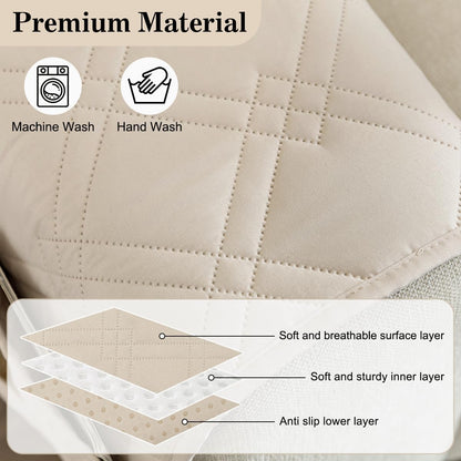 Couch Armrest Organizer Remote Control Holder Bedside Caddy with 6 Pockets, Non-Slip Armchair Caddy Sofa Armrest Organizer for Tv Remote Control, Magazine, Cell Phone, Beige