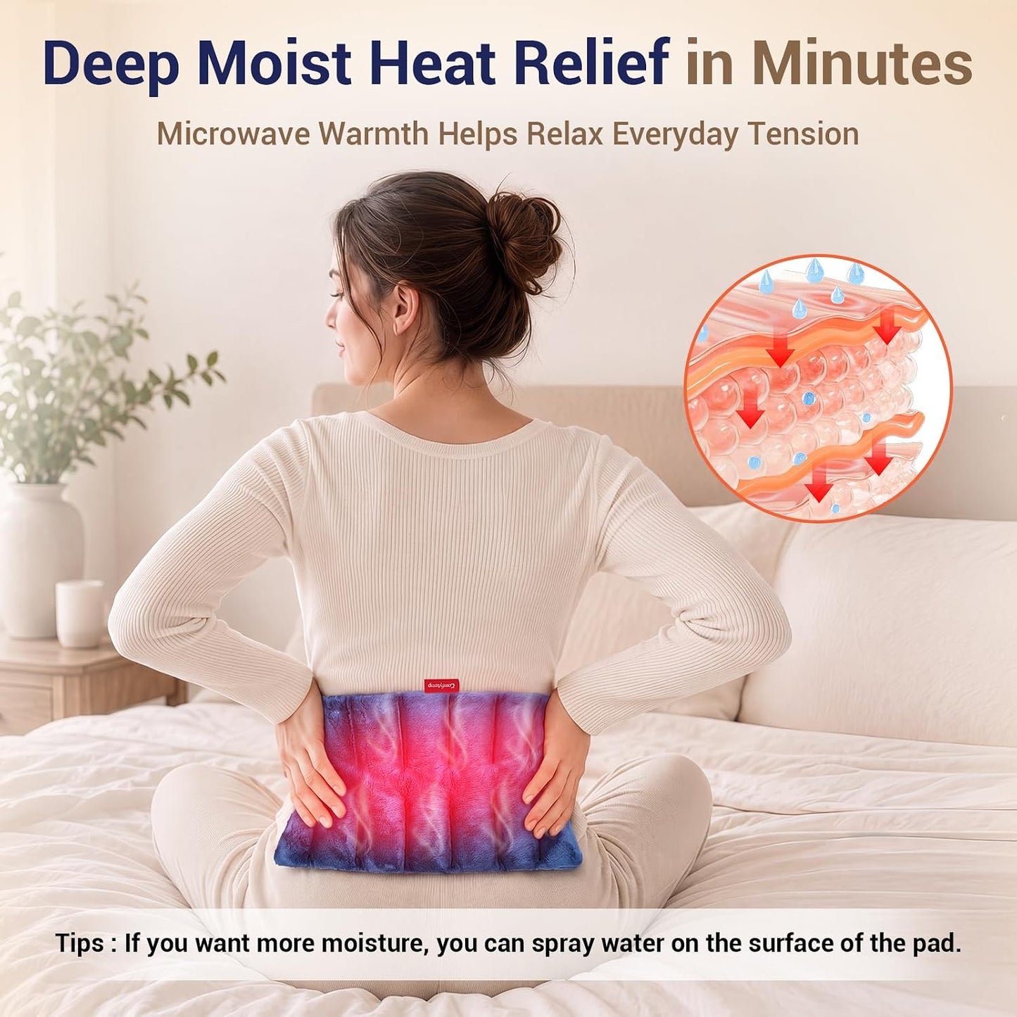 Comfytemp Microwavable Heating Pad for Neck Shoulder, Cramps, Back Pain Relief, 7"x12" Small Moist Heating Pad, Microwave Heat Pad Cordless Warm Compress for Women Men Daily Relaxation at Home Office