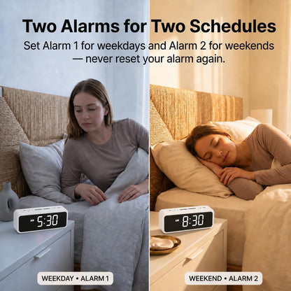 Vibrating Bed Shaker Alarm Clock for Deaf & Hard of Hearing, Black