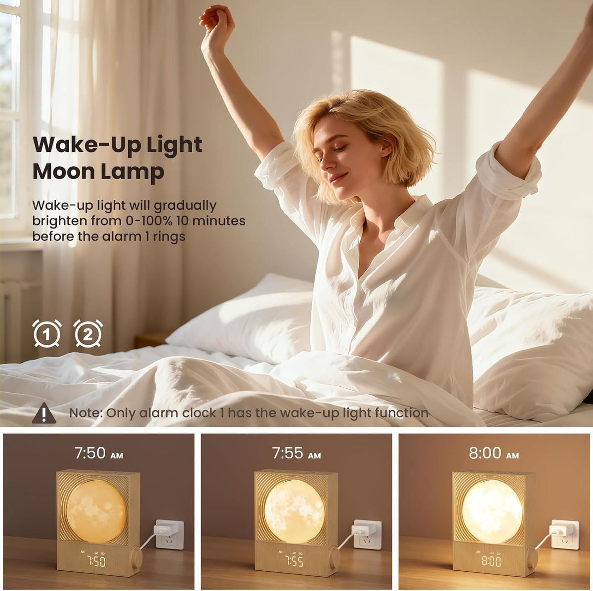RETEYUNG Sunrise Alarm Clocks Sound Machine Moon Lamp for bedrooms